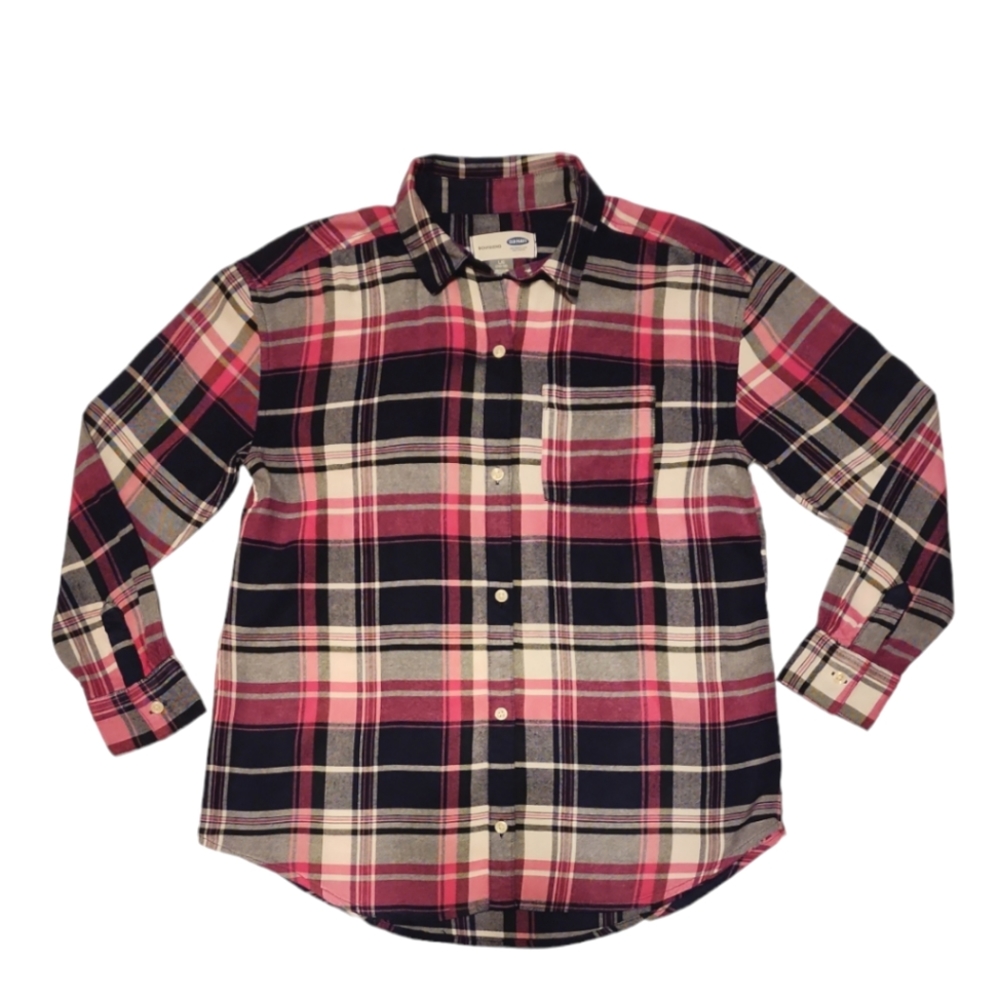 Old Navy Girl's Plaid Boyfriend Shirt